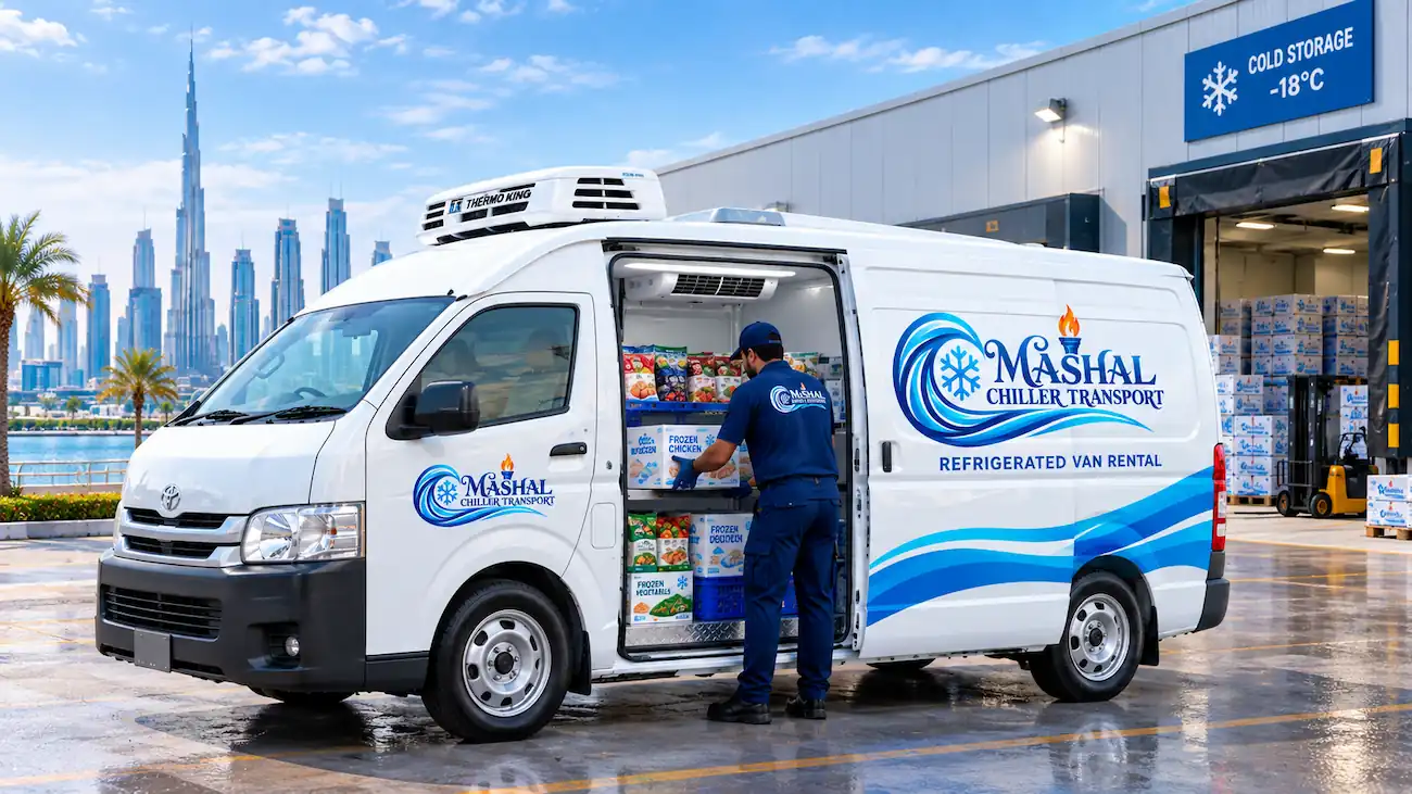 Mashal Chiller Transport head office yard at Al Goze Building, Al Quoz, Dubai